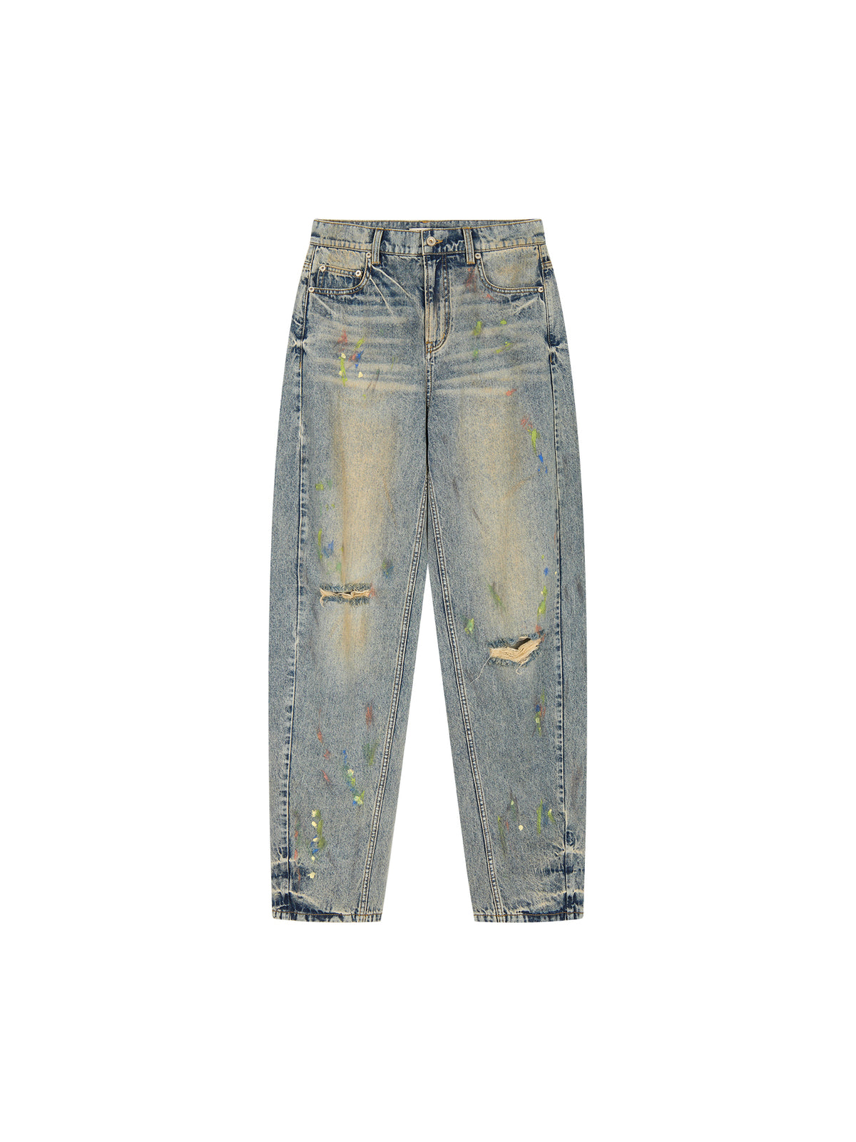 Graffiti dots denim pants