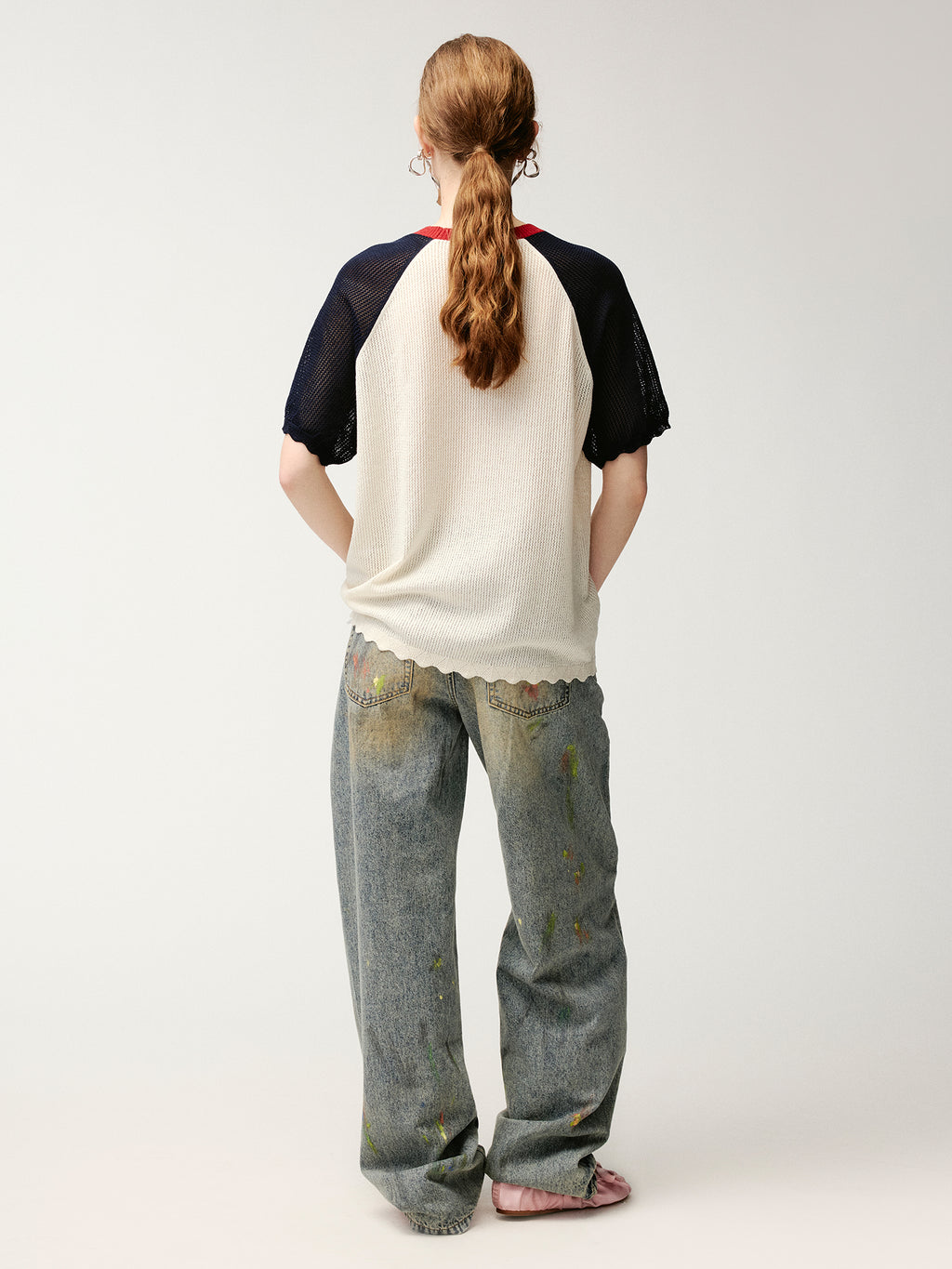 Graffiti dots denim pants
