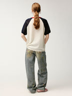 Graffiti dots denim pants