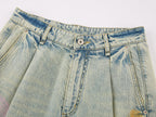 HUG bear print denim shorts