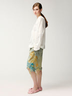 HUG bear print denim shorts