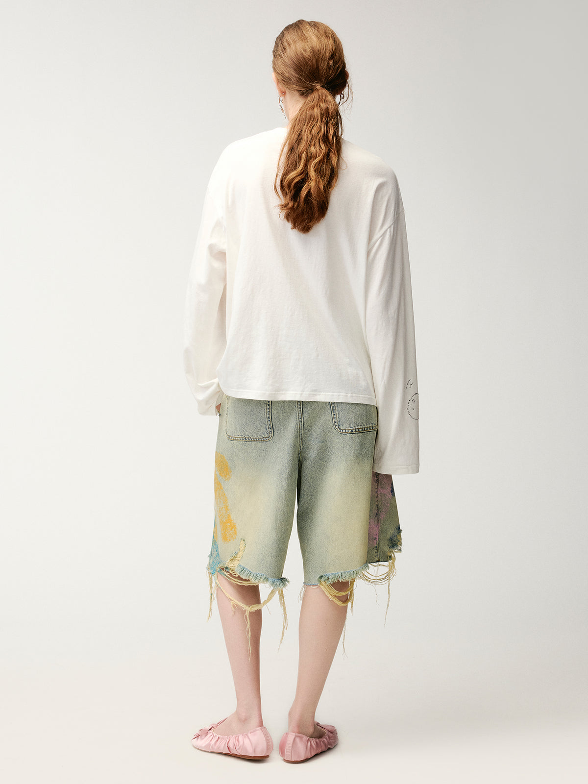 HUG bear print denim shorts