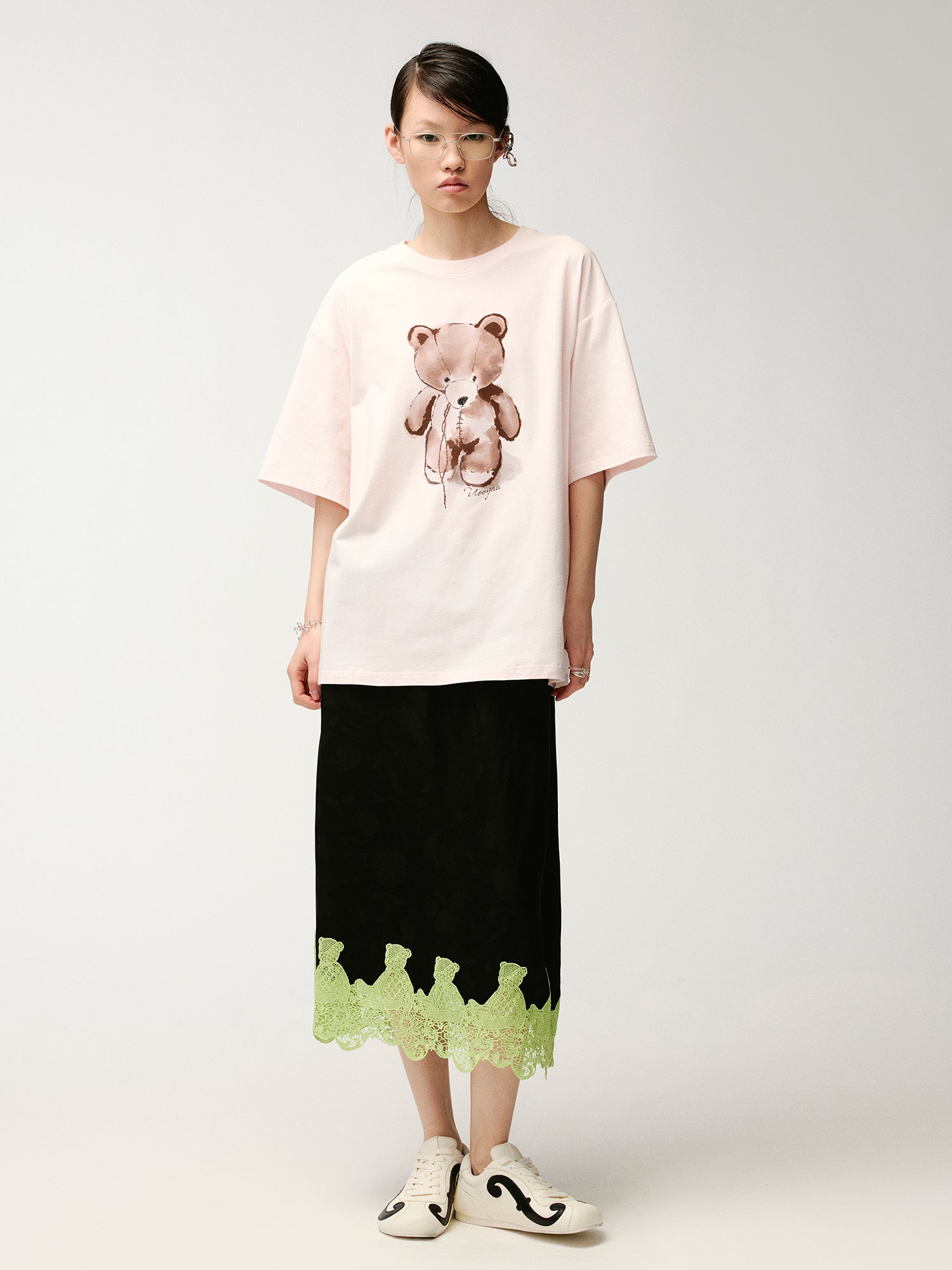 Lace bear jacquard half skirt