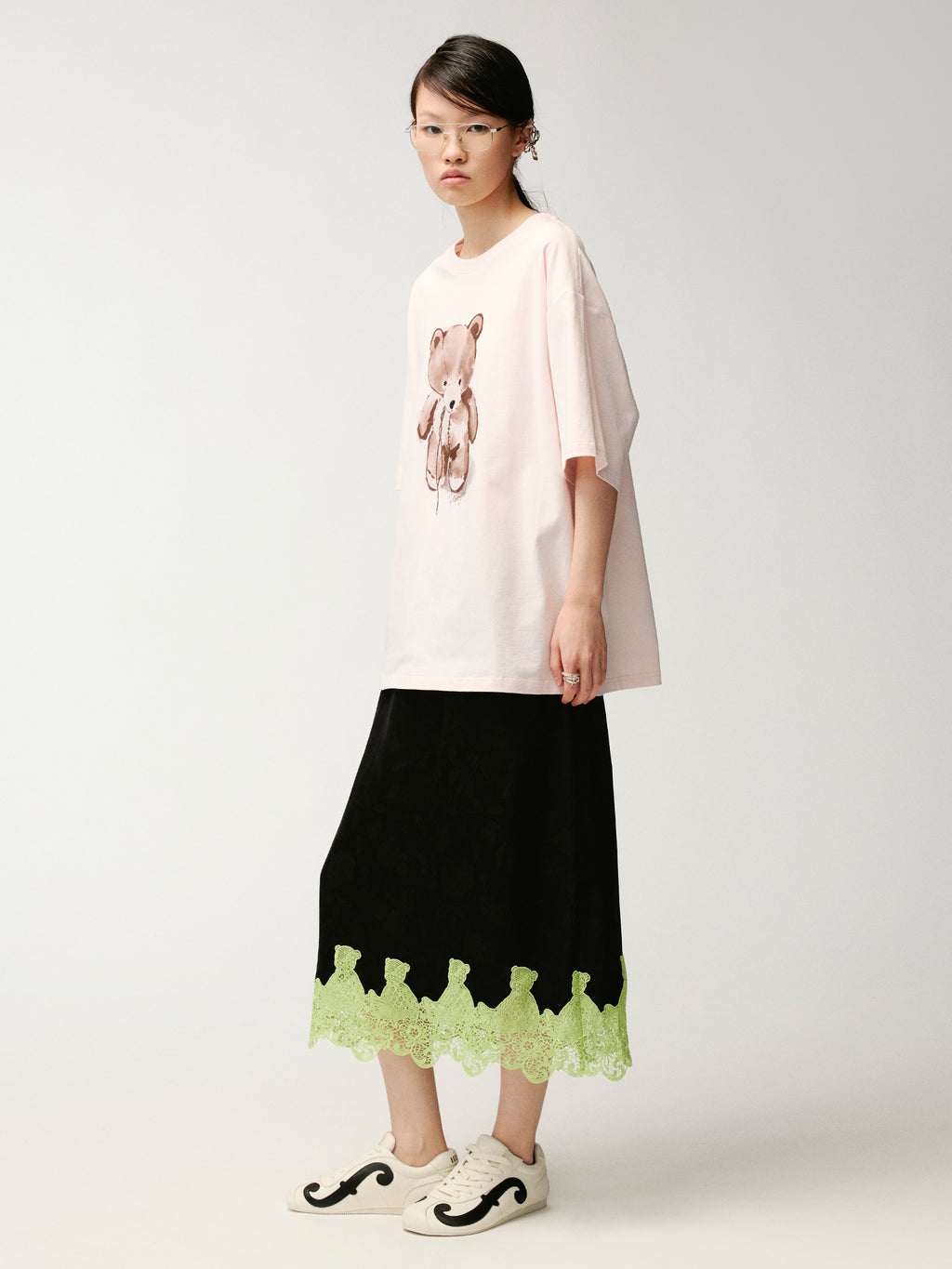 Lace bear jacquard half skirt