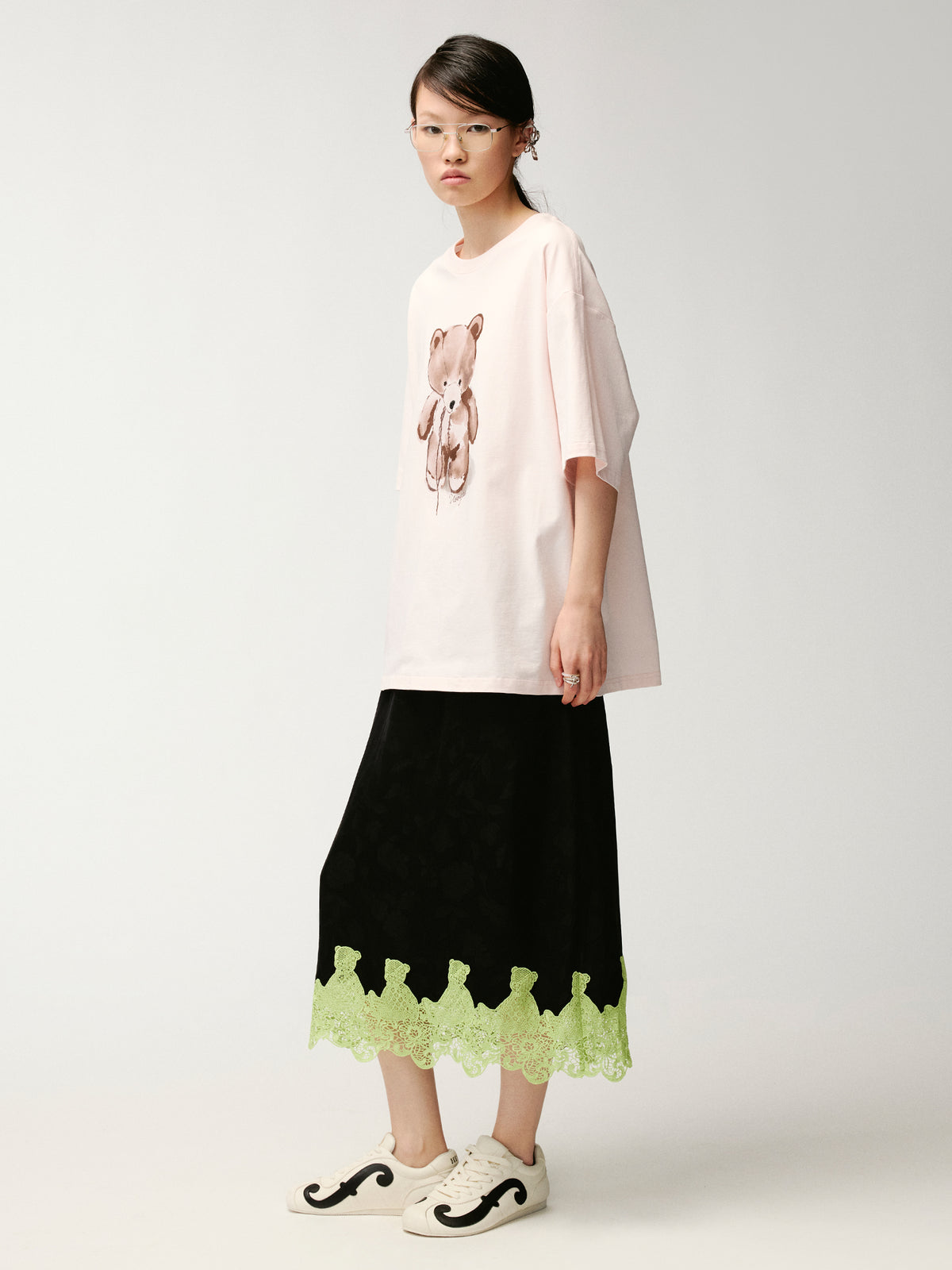 Lace bear jacquard half skirt