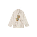 Sad bear jacquard appliqué pintuck shirt