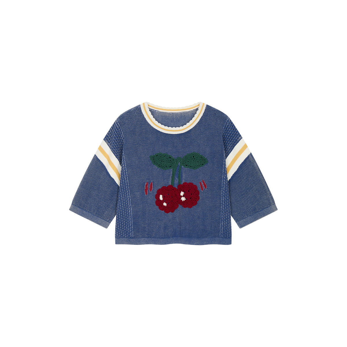 Handmade sporty cherry knit T-Shirt