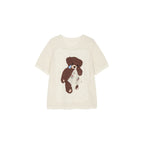 Sad bear embroidered hollow knit T-Shirt