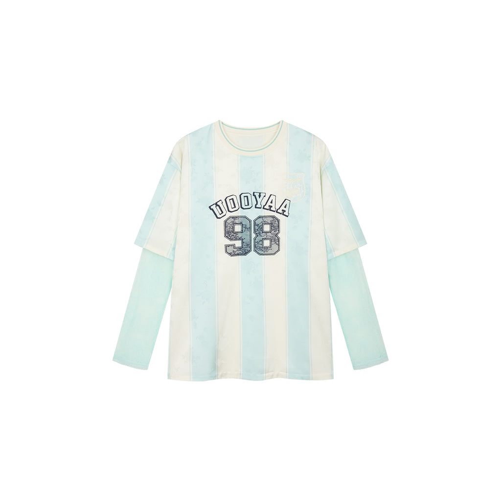 Lace spliced faux two-piece sport T-Shirt
