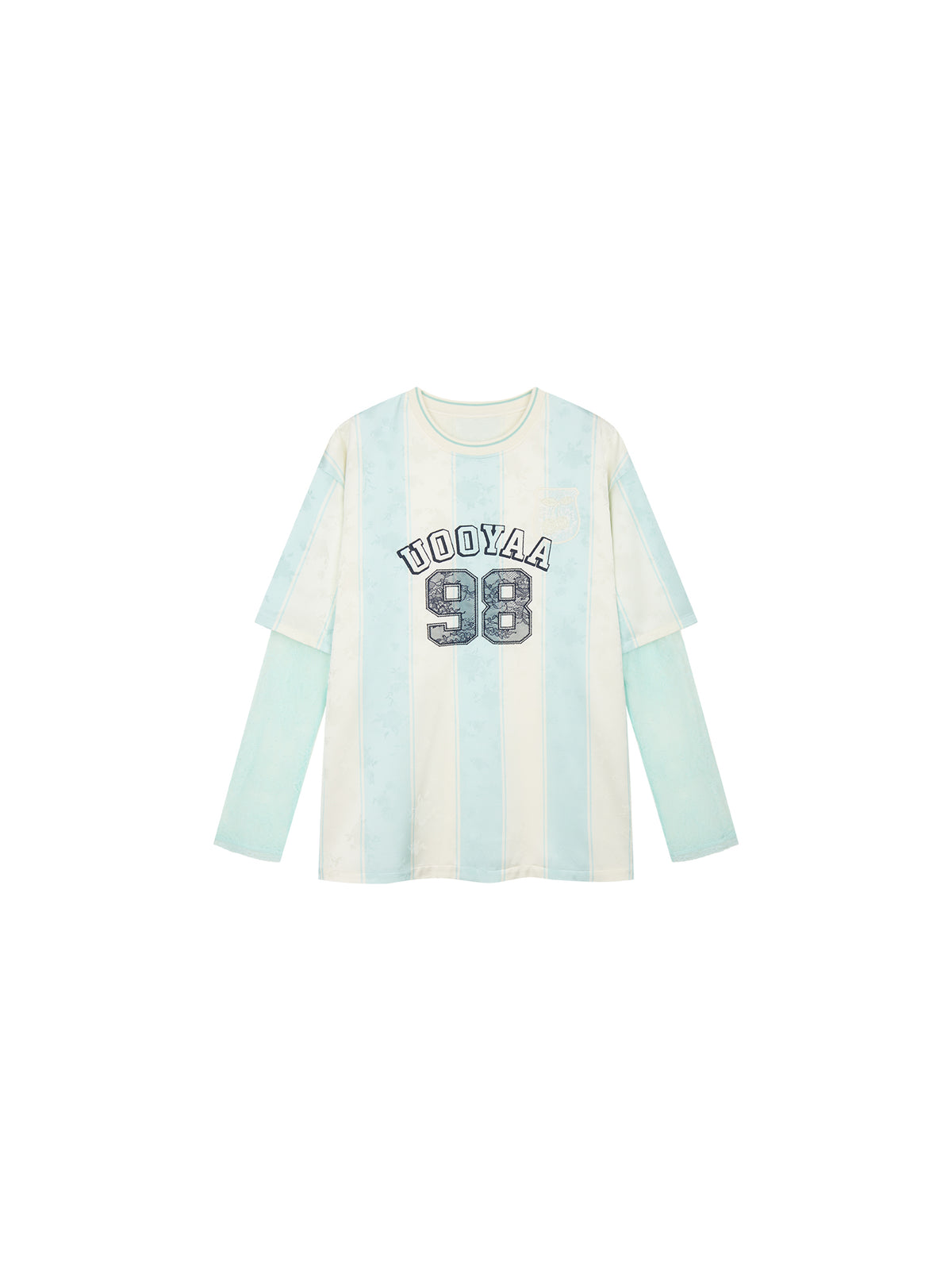 Lace spliced faux two-piece sport T-Shirt