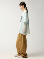 Lace spliced faux two-piece sport T-Shirt