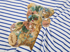 Sad bear appliqué embroidery pintuck T-Shirt