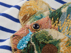 Sad bear appliqué embroidery pintuck T-Shirt