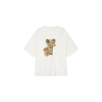 Sad bear jacquard appliqué pintuck T-Shirt