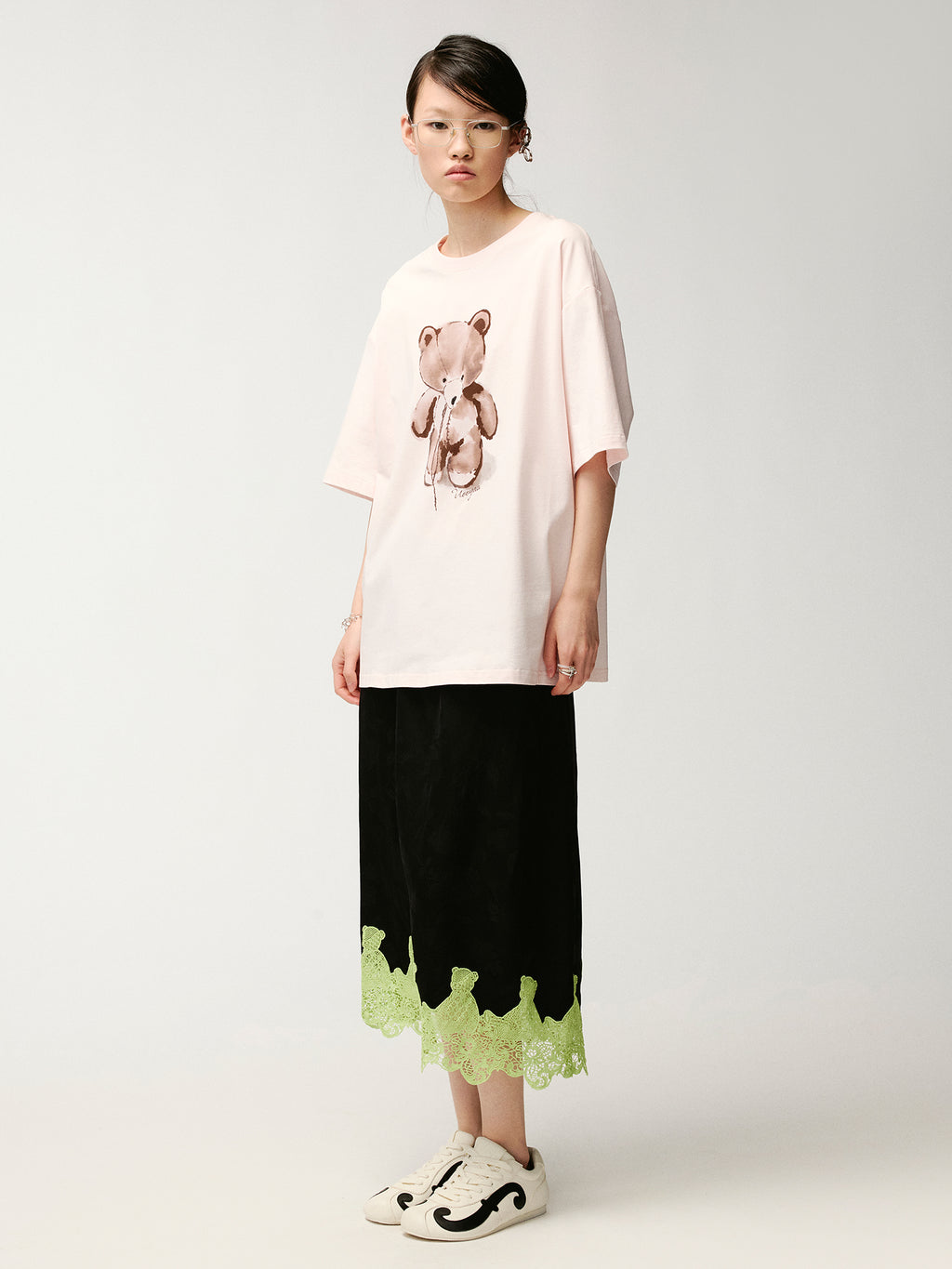 Flocked embroidery bear T-Shirt
