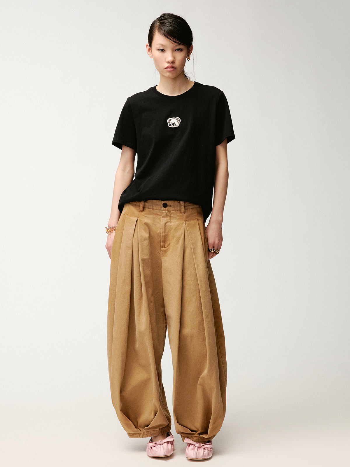 Sad bear embroidered emblem T-Shirt