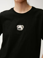 Sad bear embroidered emblem T-Shirt