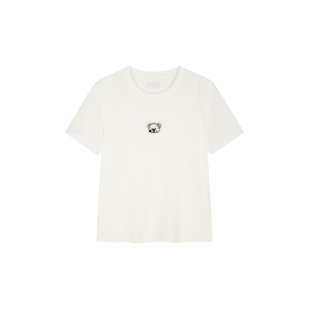 Sad bear embroidered emblem T-Shirt