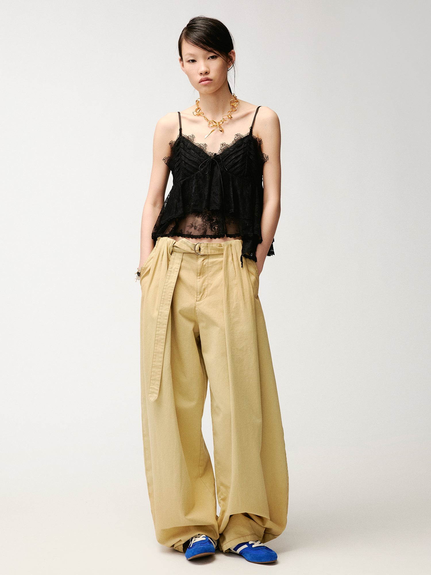 3d pintuck cargo trousers