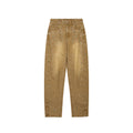 Rhinestone curved denim trousers