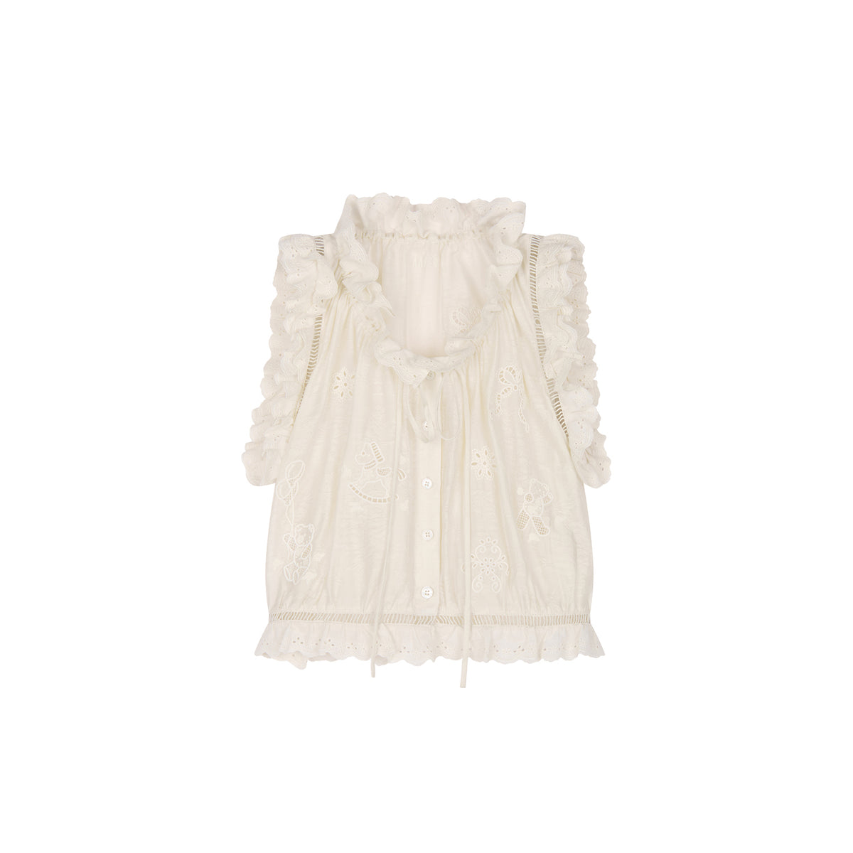 Openwork embroidered wool-blend vest
