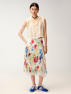 Openwork embroidered wool-blend vest