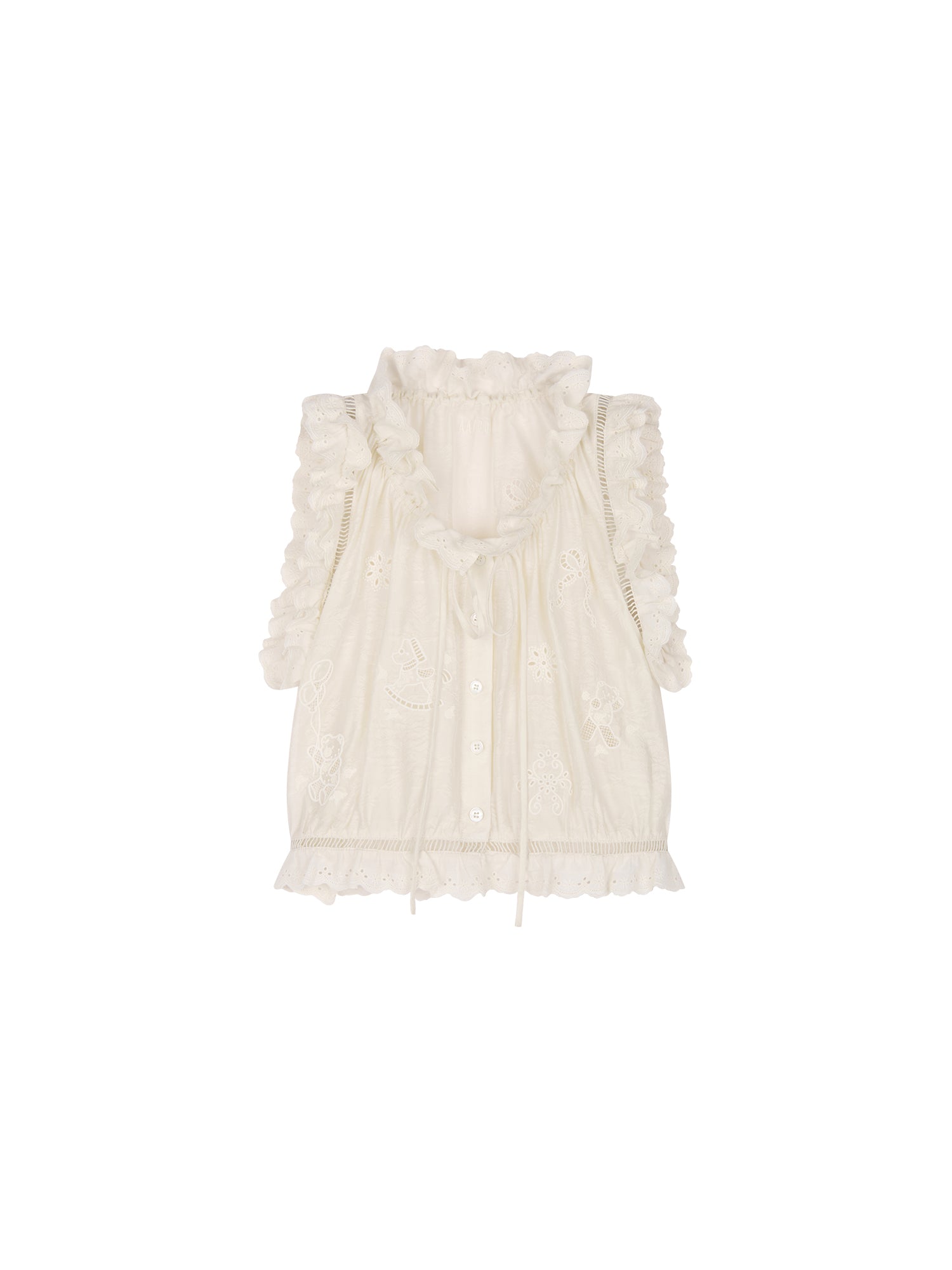 Openwork embroidered wool-blend vest