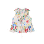 Floral ruffle and insect print vest
