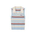Polo-collar striped knit vest