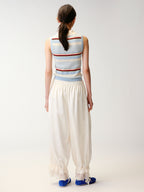 Polo-collar striped knit vest