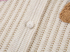 Hand-crocheted bow cardigan