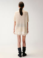 Hand-crocheted bow cardigan