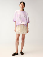 Bow appliqué embroidered T-shirt