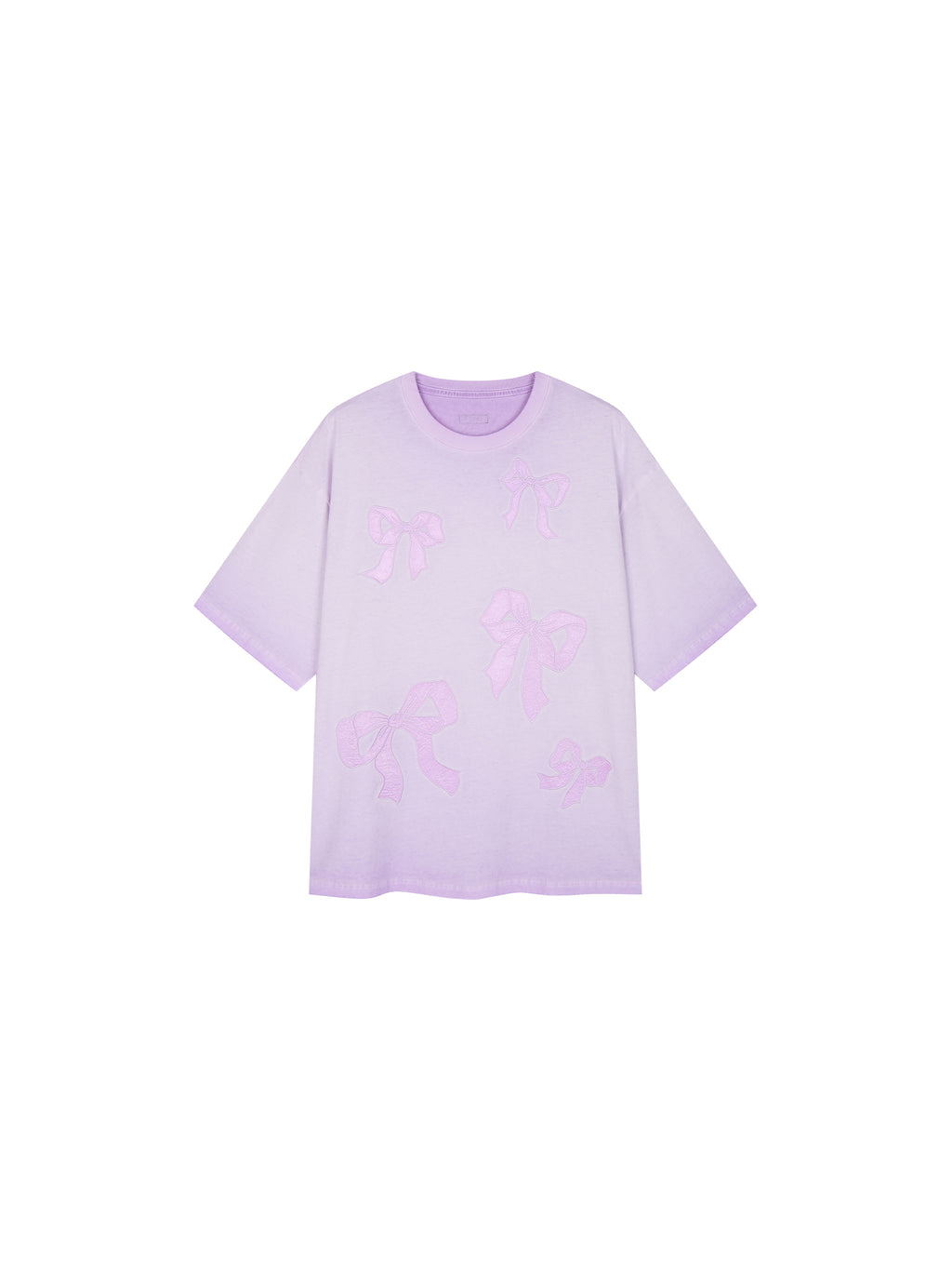 Bow appliqué embroidered T-shirt
