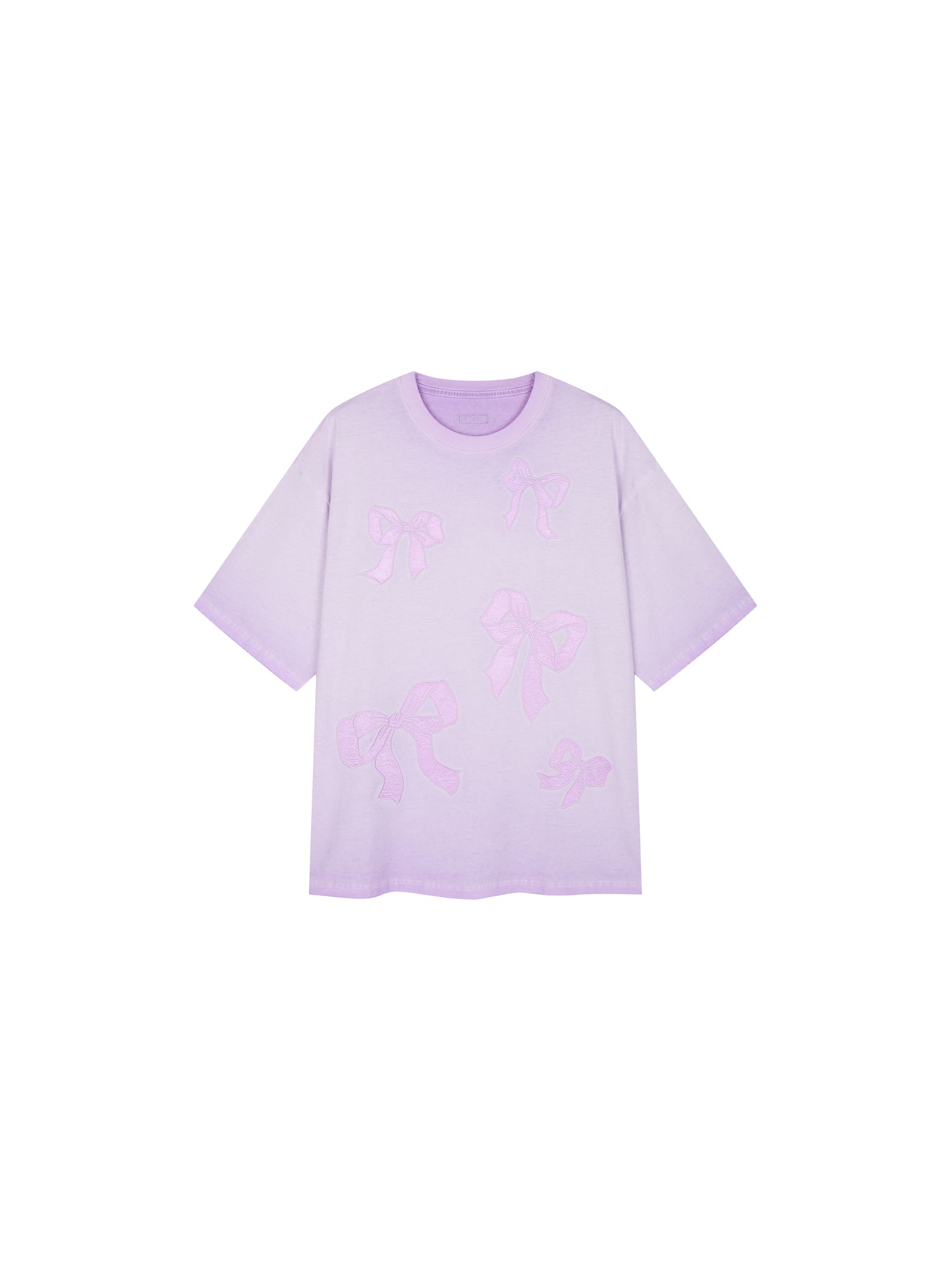 Bow appliqué embroidered T-shirt