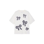 Bow appliqué embroidered T-shirt