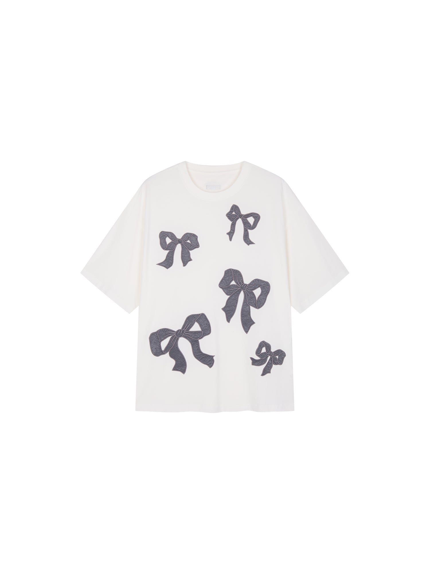 Bow appliqué embroidered T-shirt