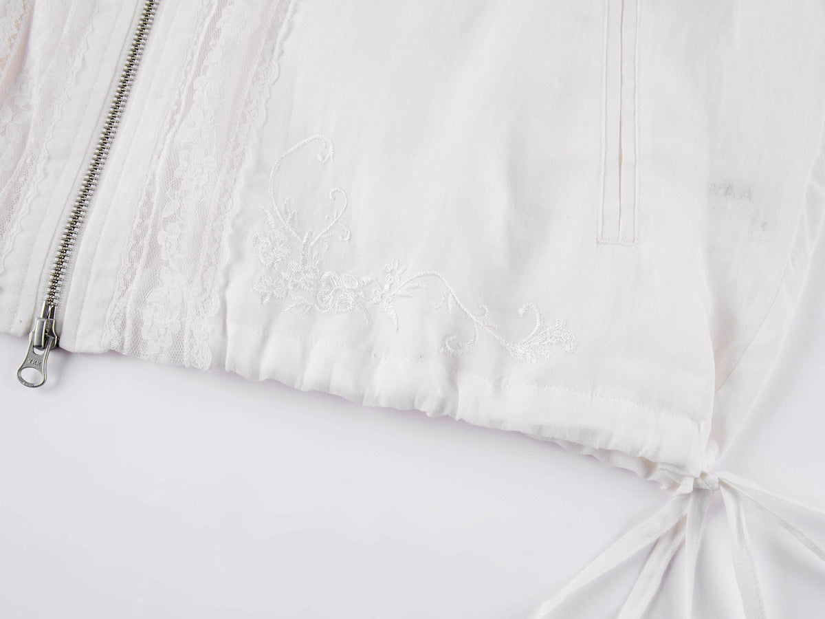 Lace openwork embroidered baseball jacket
