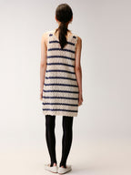 Hand-crocheted bow knit vest dress