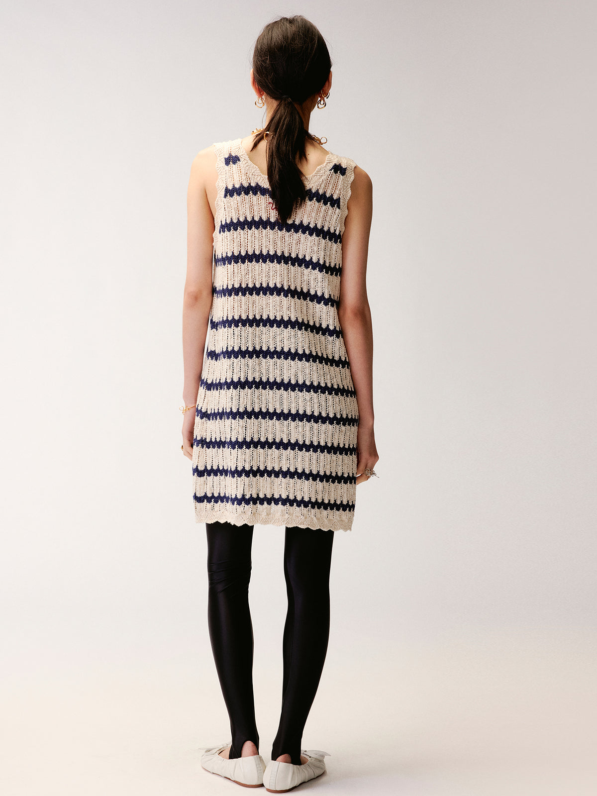 Hand-crocheted bow knit vest dress
