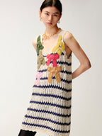 Hand-crocheted bow knit vest dress