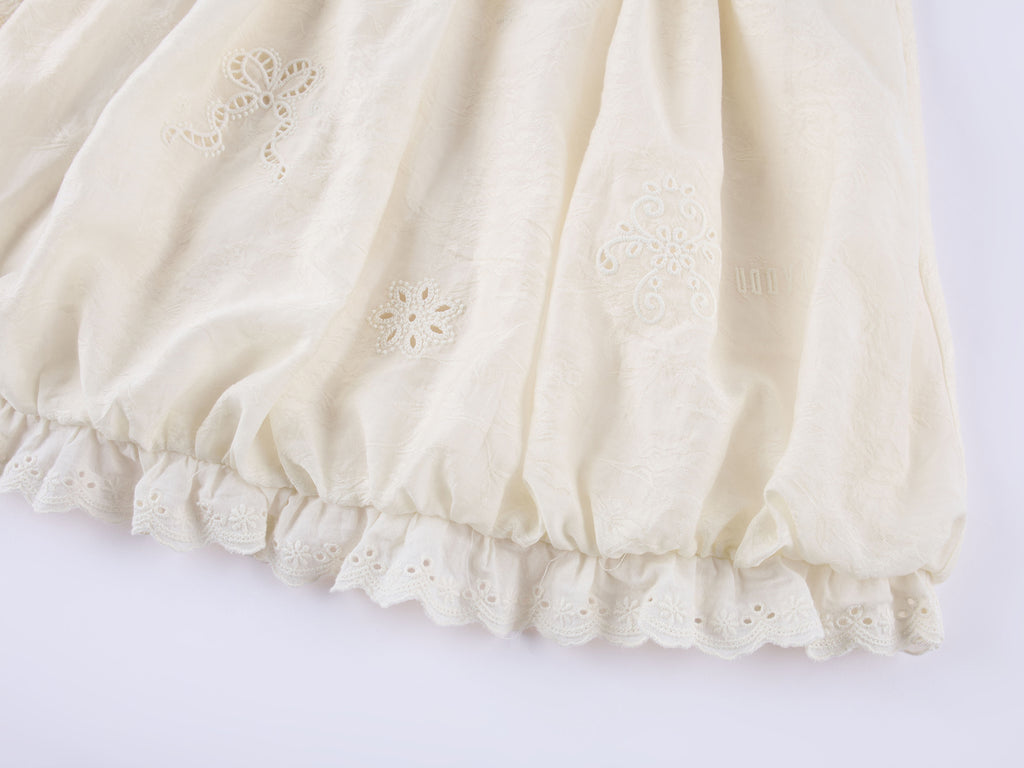 Openwork embroidered wool-blend skirt