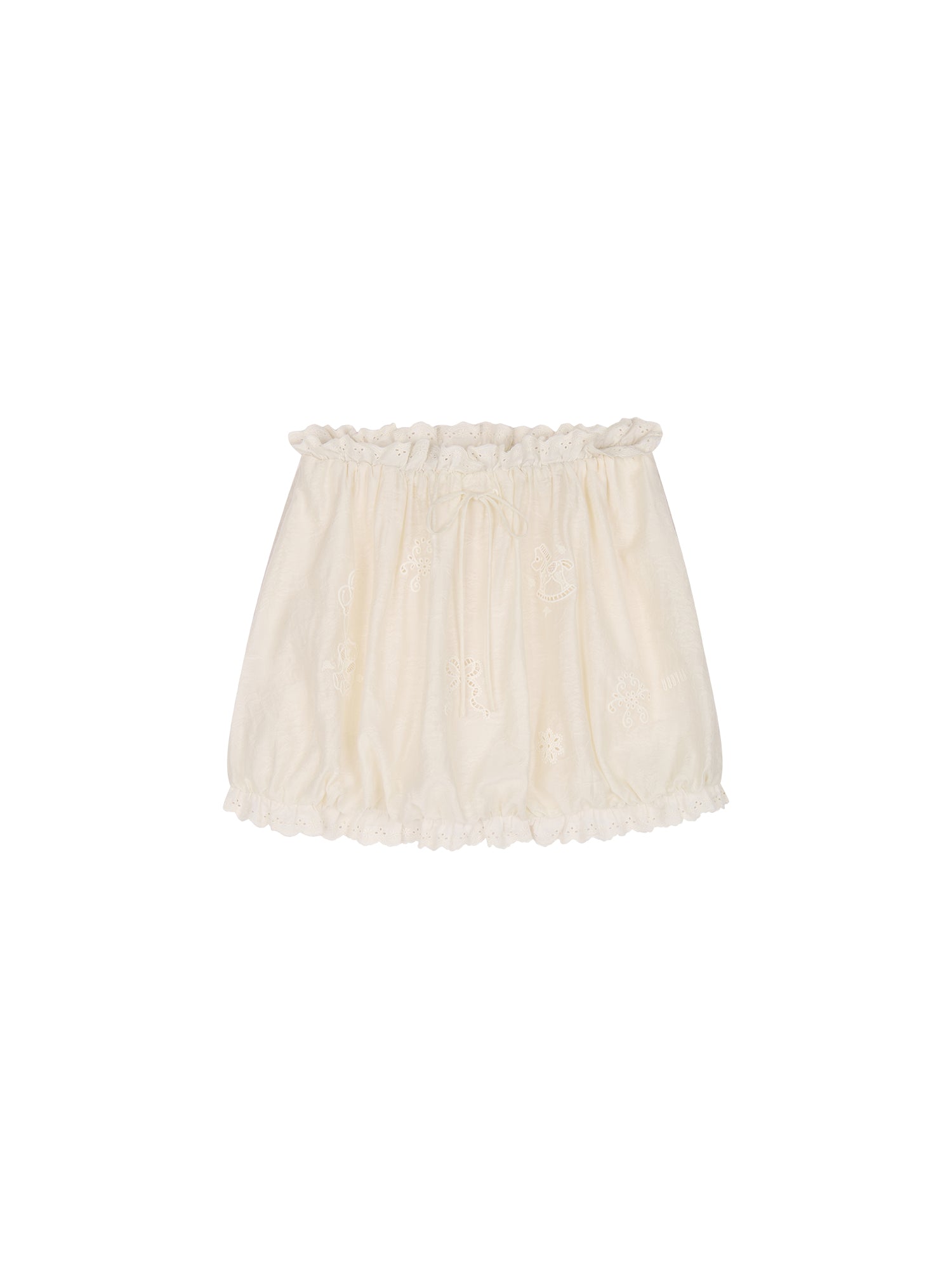Openwork embroidered wool-blend skirt