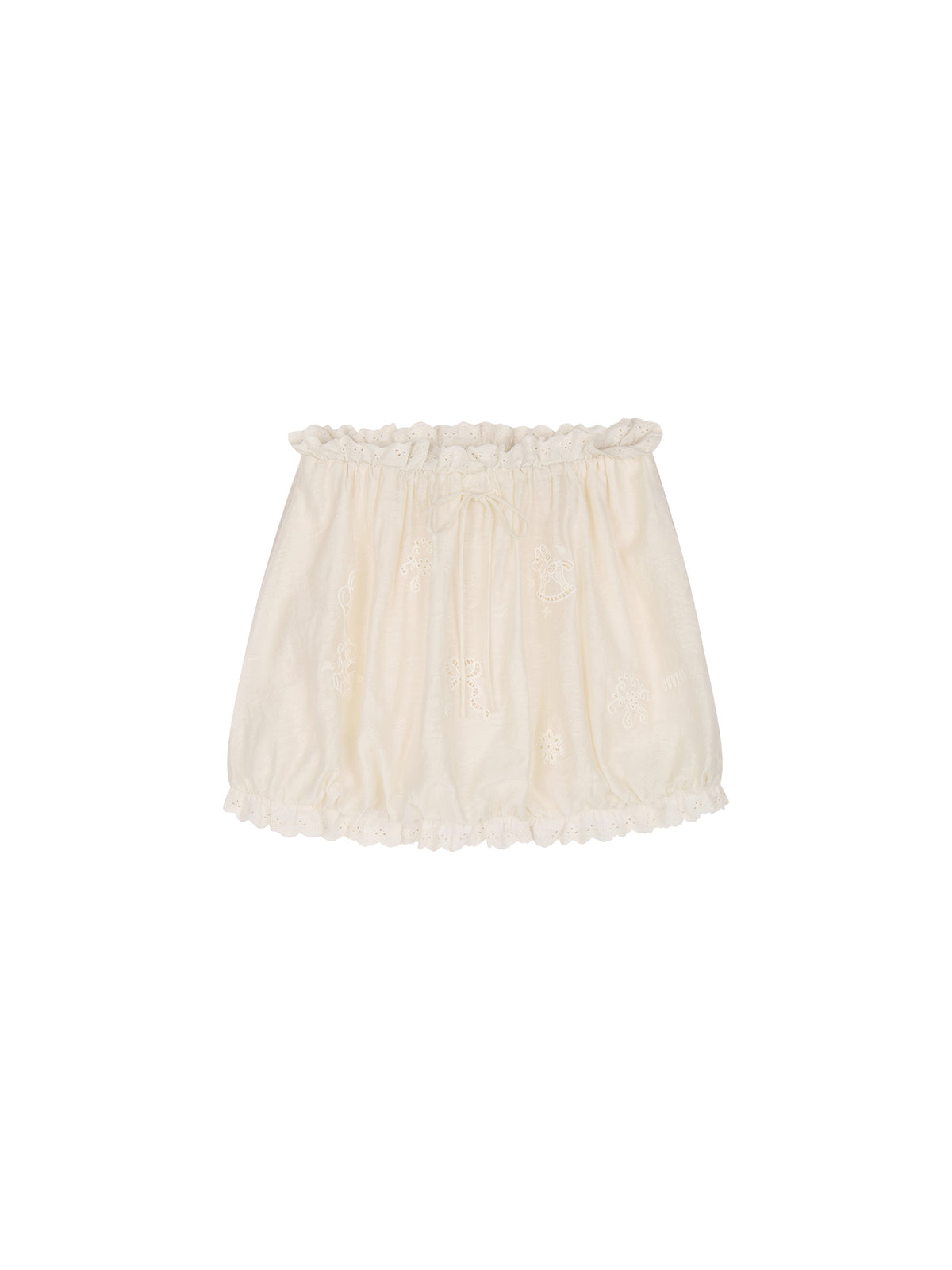 Openwork embroidered wool-blend skirt