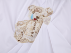 Lace appliqué pleated shirt