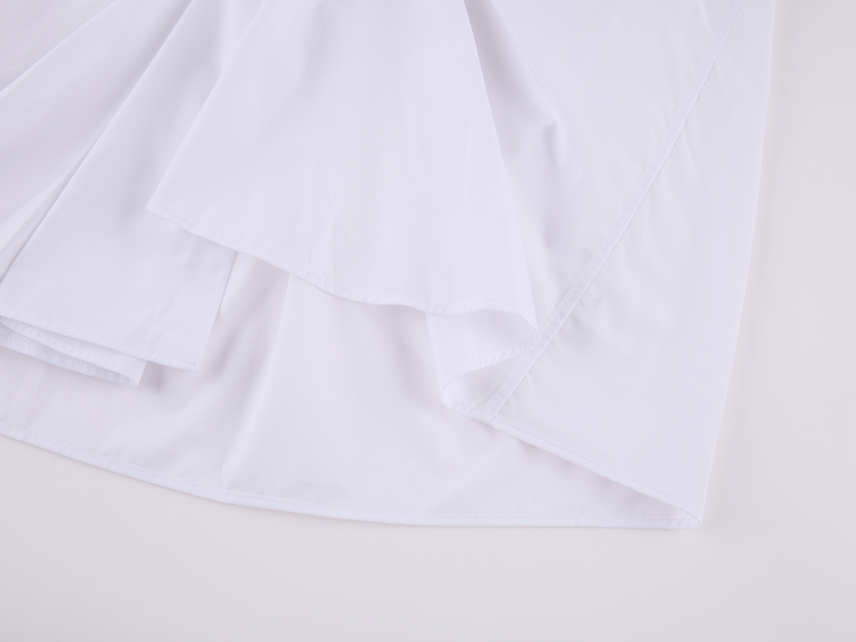 Lace appliqué pleated shirt