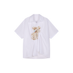 Lace appliqué pleated shirt