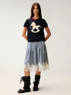 Handcrafted dynamic rocking horse knit T-shirt