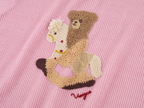 Openwork embroidered bear knit T-shirt