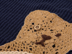Openwork embroidered bear knit T-shirt